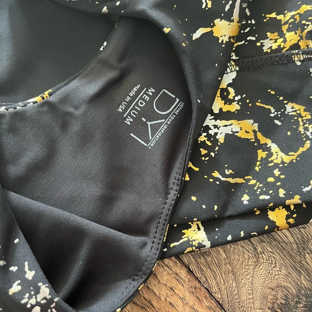 DYI Elevate Bra  Define Your Inspiration Sports Bra Black Metallic gold & silver - Picture 6 of 8